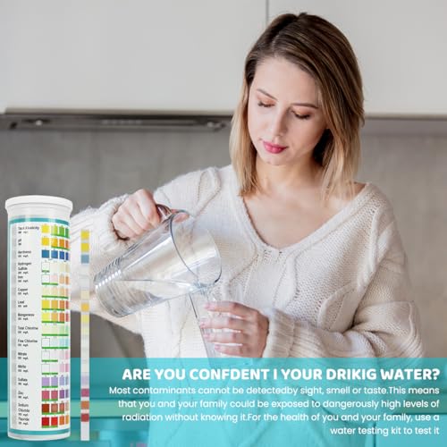 HASTHIP® 125-Count Water Testing Strips 17 in 1 Water Quality Test for Swimming Pool Aquarium Freshwater Saltwater Total Alkali Cyanuric Acid Residual Chlorine 2PCS HASTHIP® 125-Count Water Testing Strips 17 in 1 Water Quality Test for Swimming Pool Aquarium Freshwater Saltwater Total Alkali Cyanuric Acid Residual Chlorine 2PCS